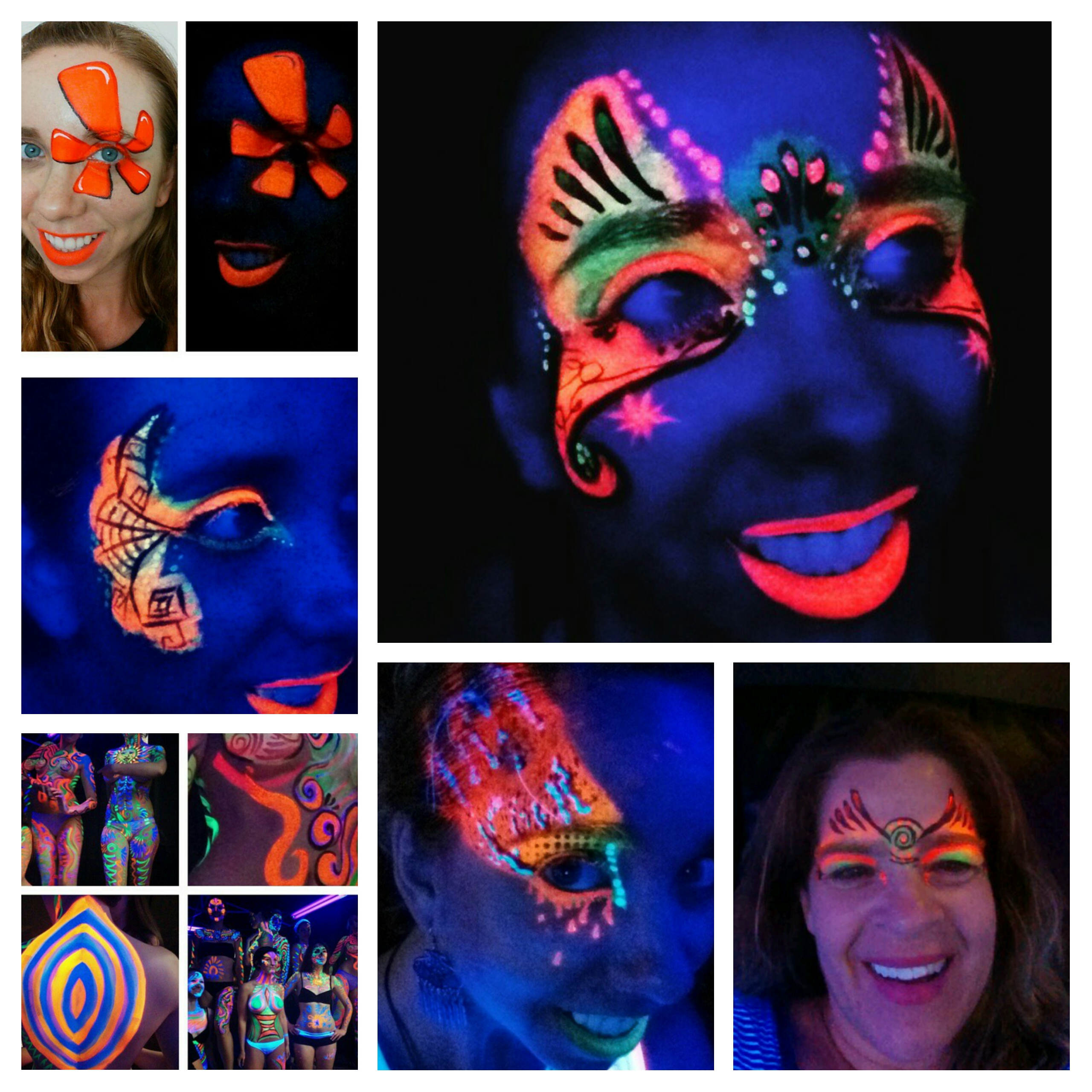UV face and body paint glows in the black light! It is great for parties at places like Monster Mini Golf! We have also done several Yelp events.